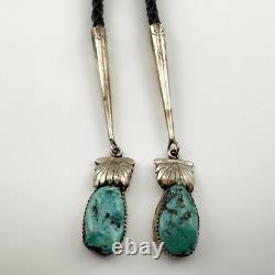 Vintage Zuni Turquoise And Sterling Silver Bolo Tie Native American Jewelry