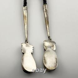 Vintage Zuni Turquoise And Sterling Silver Bolo Tie Native American Jewelry
