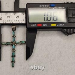 Vintage Zuni Turquoise Cross Necklace Sterling Silver Native American Italy 925