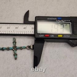Vintage Zuni Turquoise Cross Necklace Sterling Silver Native American Italy 925