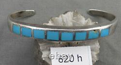 Vintage Zuni Turquoise Inlay & Sterling Bracelet
