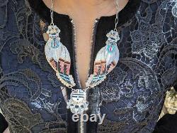 Vintage Zuni Turquoise Necklace Earrings Set Rare Corn Maiden Signed Martinez