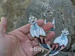 Vintage Zuni Turquoise Necklace Earrings Set Rare Corn Maiden Signed Martinez