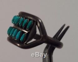 Vintage Zuni Turquoise Needle Points Sterling Silver Ring Size 6