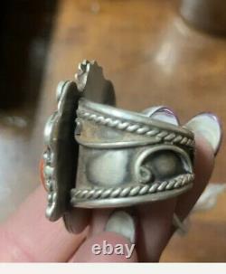 Vintage coral & silver ring! Old Pawn Jewelry Native American Indian Sz 10-10.5