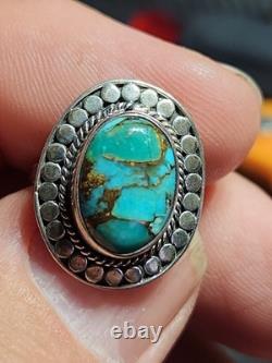 Vintage native american navajo Blue Copper Turquoise Sterling Silver Ring