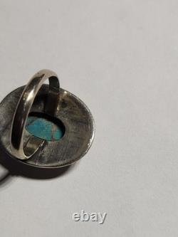 Vintage native american navajo Blue Copper Turquoise Sterling Silver Ring