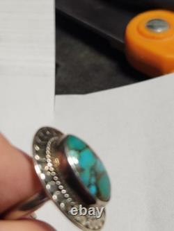 Vintage native american navajo Blue Copper Turquoise Sterling Silver Ring