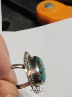 Vintage native american navajo Blue Copper Turquoise Sterling Silver Ring