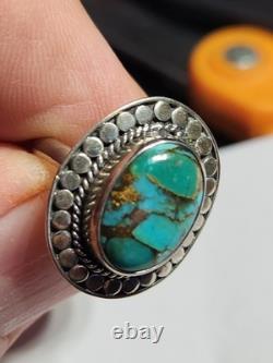 Vintage native american navajo Blue Copper Turquoise Sterling Silver Ring
