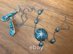 Vintage native american silver &turquoise necklace with matching earrings
