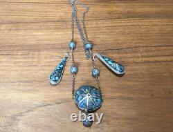 Vintage native american silver &turquoise necklace with matching earrings