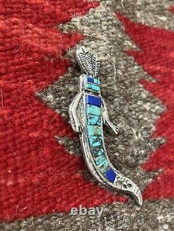 Vintage native american sterling turquoise And Azurite Jewelry pin brooch Nusto