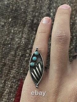 Vintage native american sterling turquoise ring jewelry 4.5
