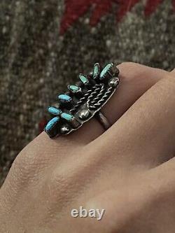 Vintage native american sterling turquoise ring jewelry 4.75