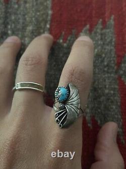 Vintage native american sterling turquoise ring jewelry 5.75