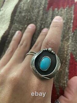 Vintage native american sterling turquoise ring jewelry 9.5