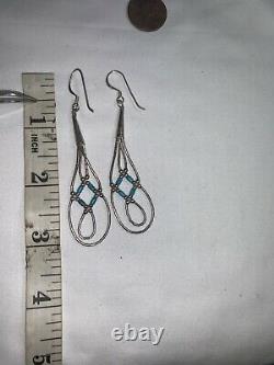 Vintage navajo native american Silver 925 jewelry earrings stone turquoise