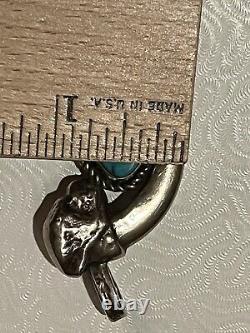 Vintage rare Native American heavy sterling turquoise pendant