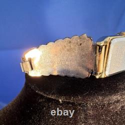 Vintage sterling silver NATIVE American turquoise coral CZ Seiko Solar Quartz