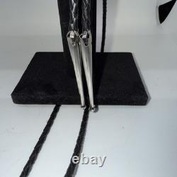 Vintage turquoise coral chip inlay sterling silver Bolo Tie Kokopelli figure CH