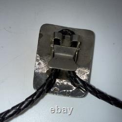 Vintage turquoise coral chip inlay sterling silver Bolo Tie Kokopelli figure CH