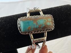 Vintage turquoise cuff bracelet silver