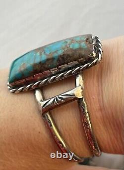 Vintage turquoise cuff bracelet silver