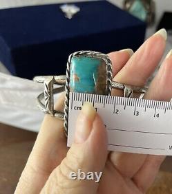 Vintage turquoise cuff bracelet silver