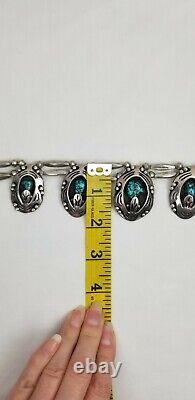 Vintage turquoise jewelry native American station necklace silver 18