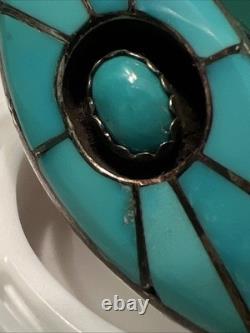 Vintage turquoise jewelry native american ring. Size 6. Marked EV Sterling