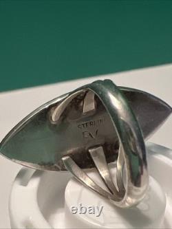 Vintage turquoise jewelry native american ring. Size 6. Marked EV Sterling