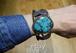Vintager Navajo Native American Sterling Silver Turquoise Cuff Bracelet