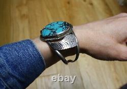 Vintager Navajo Native American Sterling Silver Turquoise Cuff Bracelet