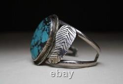 Vintager Navajo Native American Sterling Silver Turquoise Cuff Bracelet