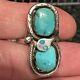Vntg Signed EFFIE C. ZUNI Snake Head Sterling Silver Turquoise Ring Sz. 8 1/2 A1