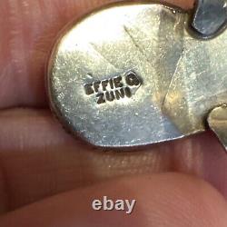 Vntg Signed EFFIE C. ZUNI Snake Head Sterling Silver Turquoise Ring Sz. 8 1/2 A1