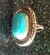 Vtg 1970s Navajo Native American Handcrafted Turquoise Sterling Silver Ring 10