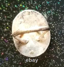 Vtg 1970s Navajo Native American Handcrafted Turquoise Sterling Silver Ring 10