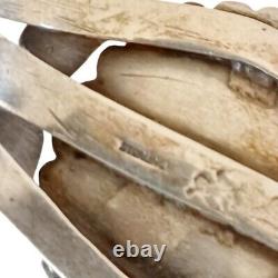 Vtg Agate Sterling Silver Cuff Bracelet Native Stampwork Applique Cracked Stone
