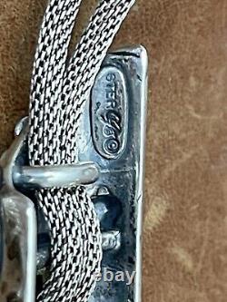 Vtg Carlisle Jewelry Albuquerque 925 Polo Tie Turquoise Mesh Chain Necklace 34