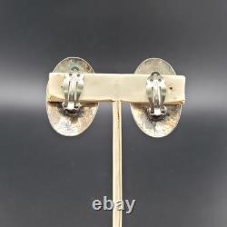 Vtg Concho Earrings Clip-on Navajo Sterling Silver Native American Jewelry