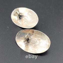 Vtg Concho Earrings Clip-on Navajo Sterling Silver Native American Jewelry