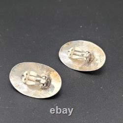Vtg Concho Earrings Clip-on Navajo Sterling Silver Native American Jewelry
