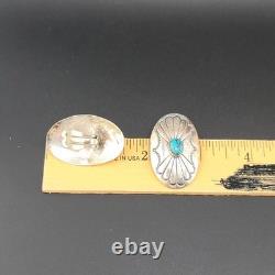 Vtg Concho Earrings Clip-on Navajo Sterling Silver Native American Jewelry