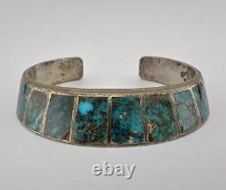 Vtg Contemporary Navajo Sterling Silver Red Mountain Turquoise Cuff Bracelet