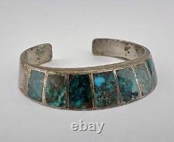 Vtg Contemporary Navajo Sterling Silver Red Mountain Turquoise Cuff Bracelet