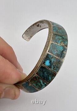 Vtg Contemporary Navajo Sterling Silver Red Mountain Turquoise Cuff Bracelet