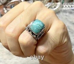 Vtg EXTREMELY AMERICAN JEWELRY CORAL STERLING SILVER TURQUOISE Size 8 Men's Ring