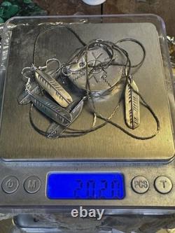 Vtg Fred Guerrero Native American 925 Silver Jewelry Set 30 In Necklace/Earrings